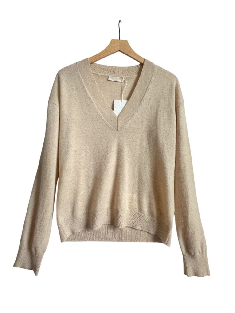 Ulla Johnson Ryla V neck Cashmere Pullover Sweater, Melange, Size M, NWT